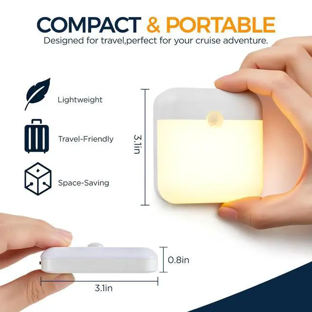 Alt view image 2 of 7 - 2 Pcs Rechargeable Magnetic Motion Sensor Night Light for Ncl Cruise Ship Essentials 2026Motion Activated Night Light,Portable USB Led Travel Night Light for HotelBedroom, Hallway