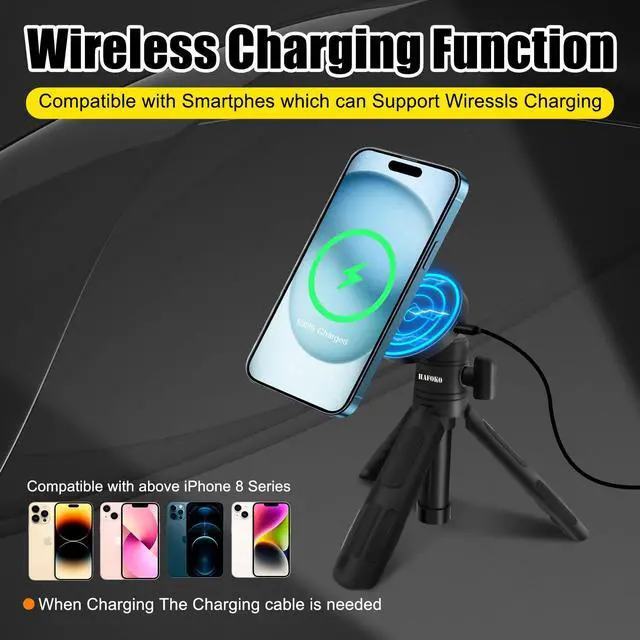 Alt view image 2 of 7 - Magnetic Wireless Charging Tripod Extendable Compatible for iPhone 17-12