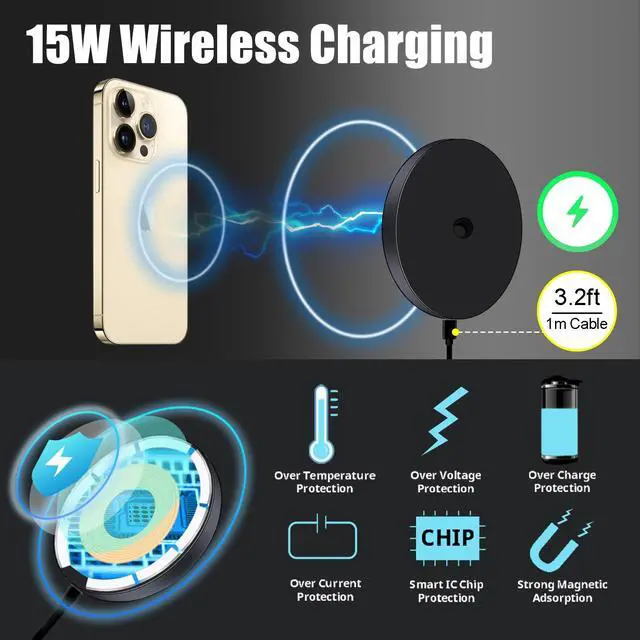 Alt view image 3 of 7 - Magnetic Wireless Charging Tripod Extendable Compatible for iPhone 17-12