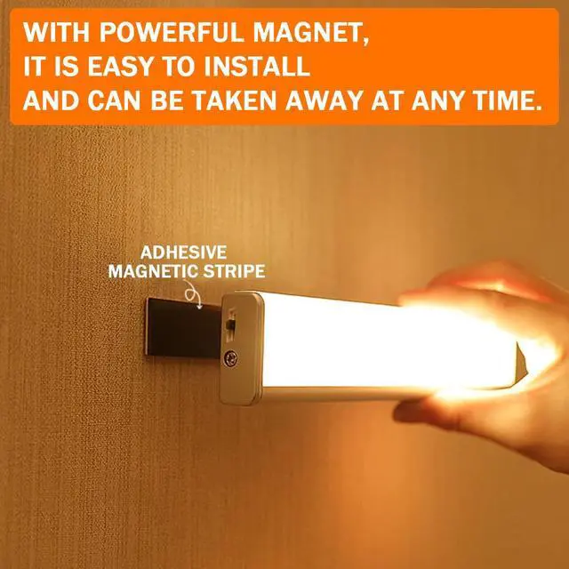 Alt view image 3 of 7 - 6 Pack LED Motion Sensor Lights, 10 LED Closet Battery Operated Lights, Stick-On Anywhere Magnetic Night Light Bar, Led Safe Light Indoor for Closet Stairs Wardrobe