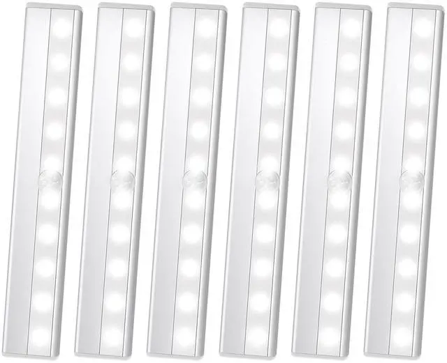 Main image of 6 Pack LED Motion Sensor Lights, 10 LED Closet Battery Operated Lights, Stick-On Anywhere Magnetic Night Light Bar, Led Safe Light Indoor for Closet Stairs Wardrobe