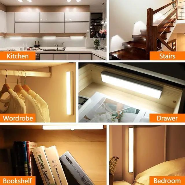 Alt view image 7 of 7 - 6 Pack LED Motion Sensor Lights, 10 LED Closet Battery Operated Lights, Stick-On Anywhere Magnetic Night Light Bar, Led Safe Light Indoor for Closet Stairs Wardrobe