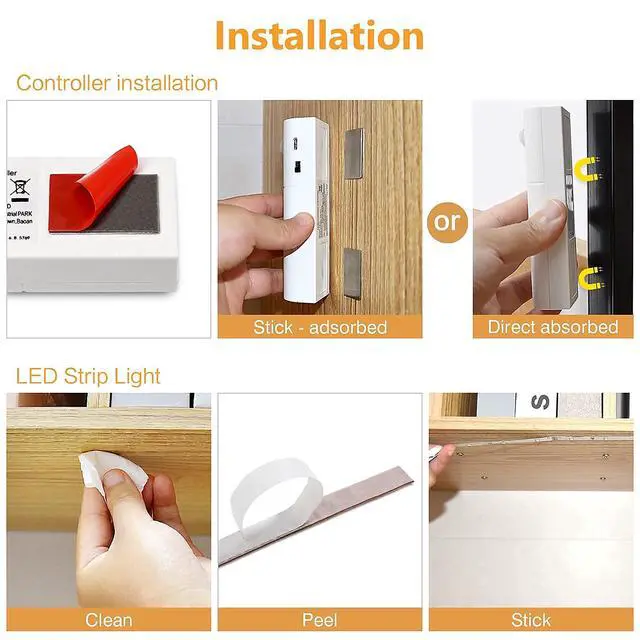 Alt view image 6 of 7 - Motion Sensor Stair Strip Lights,Rechargeable Motion Activated Closet Light,Battery Powered LED Strip,60 LEDs Homelife Bar for Bed,Pantry,Counter,Night Light,Cabinet,6000K White,6.56ft,2PCS