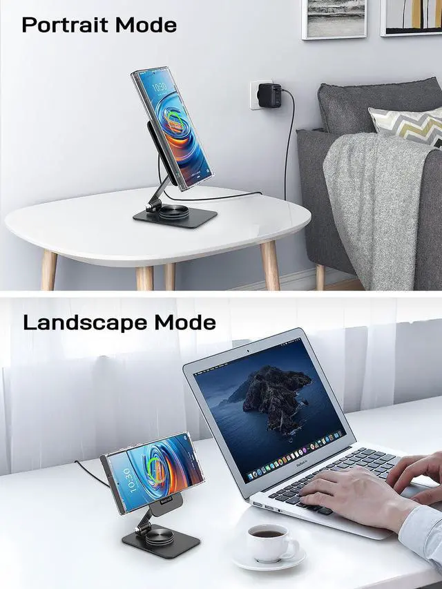 Alt view image 6 of 6 - Compatible with MagSafe Charger, 15W Magnetic Charger Stand, 360°Rotation Base Adjustable Foldable Wireless Charger for Samsung Galaxy S26 Ultra/Z Fold7/Flip7/iPhone 17/Pixel 10 Pro/Pixel 10 Pro Fold