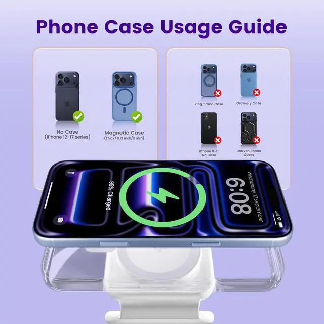 Alt view image 5 of 7 - 15W Magnetic Travel Charging Station, 3-in-1 Foldable MagSafe Charger