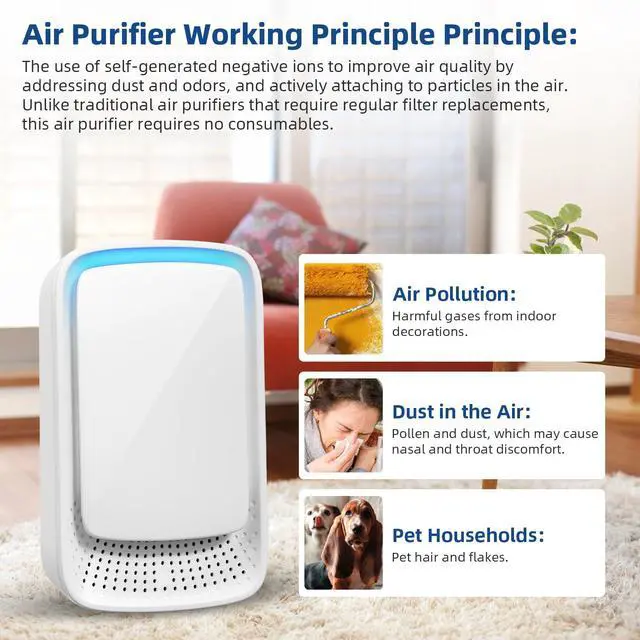 Alt view image 6 of 7 - Air Ionizers for Home - 4 Pack Negative Ion Air Purifier Plug in for Small Room,Bedroom,Bathroom,Office - Quiet Working - Portable Air Cleaner Freshener for Odor,Pets Smell