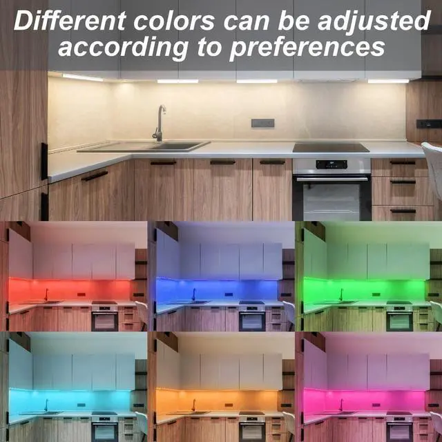 Alt view image 6 of 7 - 24LED RGBW Under Cabinet Light - Motion Sensor Closet Light, Rechargeable Changing Color LED Light,Christmas Lights for Kicthen,Bedroom,Remodelling Room,Hotel,Bar (Multi-24LED-2pack)