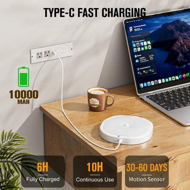 Alt view image 2 of 7 - 10000mAh Rechargeable Motion Sensor LED Ceiling Light with Remote