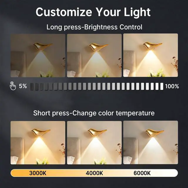 Alt view image 5 of 7 - Motion Sensor Wall Light: 1200mAh Rechargeable Night Light Set of 2 Magnetic Stair Lights Indoor Wireless Small Night Light for Kids Elderly Bedroom Hallway Home Decor (Gold)