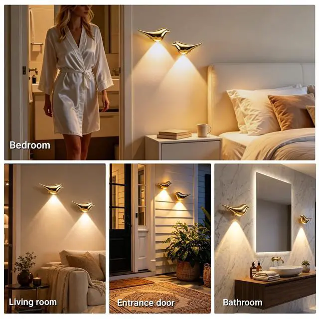 Alt view image 7 of 7 - Motion Sensor Wall Light: 1200mAh Rechargeable Night Light Set of 2 Magnetic Stair Lights Indoor Wireless Small Night Light for Kids Elderly Bedroom Hallway Home Decor (Gold)