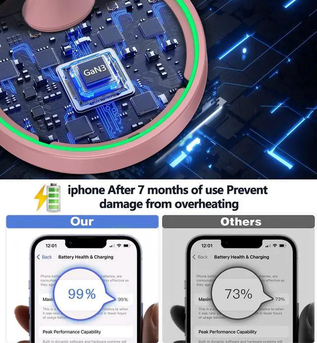 Alt view image 5 of 7 - Magnetic Wireless Charger Stand 15W Fast Mag-Safe Charger for iPhone 17 /17 pro/ 17 Air/ 17 pro max 16/15/14/13/12 Series Magnet Wireless Charging Station/Pad with Sleep-Friendly Light for AirPods