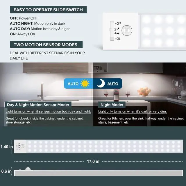 Alt view image 4 of 7 - 84 LED Closet Lights - Battery Powered, Super Bright Under Cabinet Lighting with Motion Sensor, Wireless, 3200mah Rechargeable Battery, 120 Days Run Time