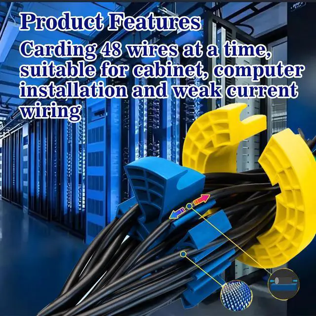 Alt view image 4 of 6 - Wire Comb for Network Ethernet Cable Management Organizer Tool with Cat5 Cat6 Wire Straightener Low Voltage PSU Organizing Tool (2 Pack Yellow Blue)