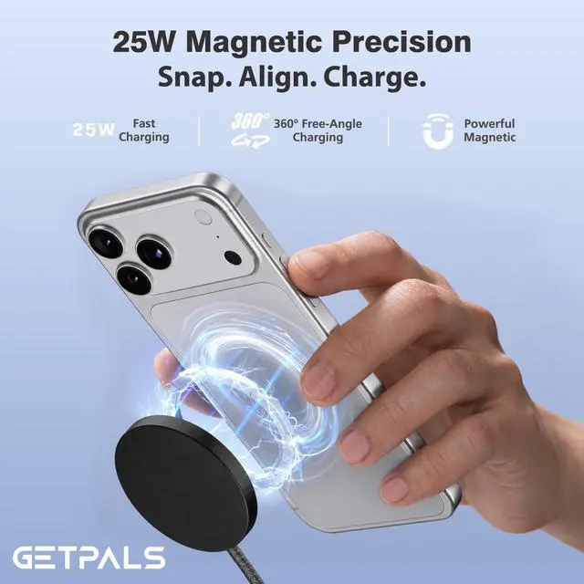 Alt view image 4 of 7 - 25W Magnetic Portable Fast Wireless Charging Pad for Apple iPhone Series