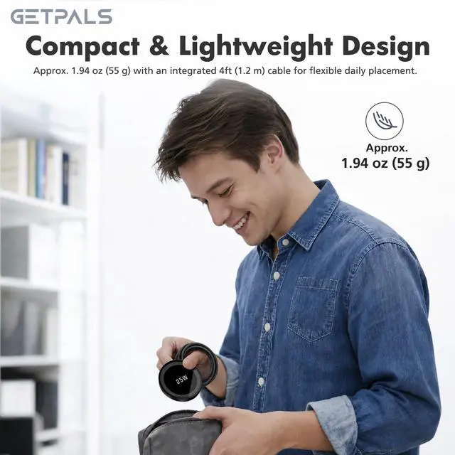 Alt view image 7 of 7 - 25W Magnetic Portable Fast Wireless Charging Pad for Apple iPhone Series