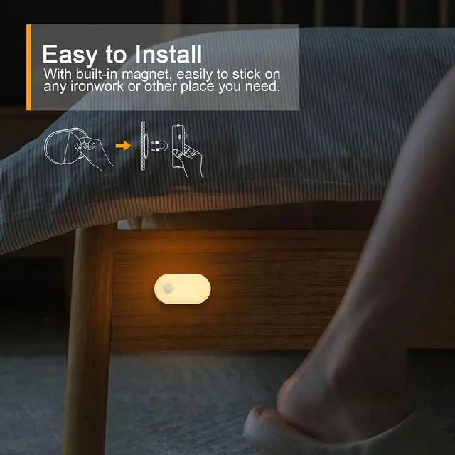 Alt view image 7 of 7 - Rechargeable Battery Night Light with Motion Sensor, Stick on Anywhere, 1-20LM Dimmable LED Nightlights for the Bedroom, Bathroom, Living Room, Kitchen, Stairs, Hallway, 4-Pack