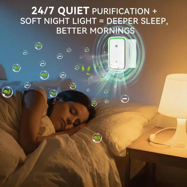 Alt view image 4 of 7 - Air Ionizers for Home, Plug In Negative Ion for Bedroom, Study, Office, Gym, Hotel, Kitchen, Mini Air CleanerPortable (4 Pack)
