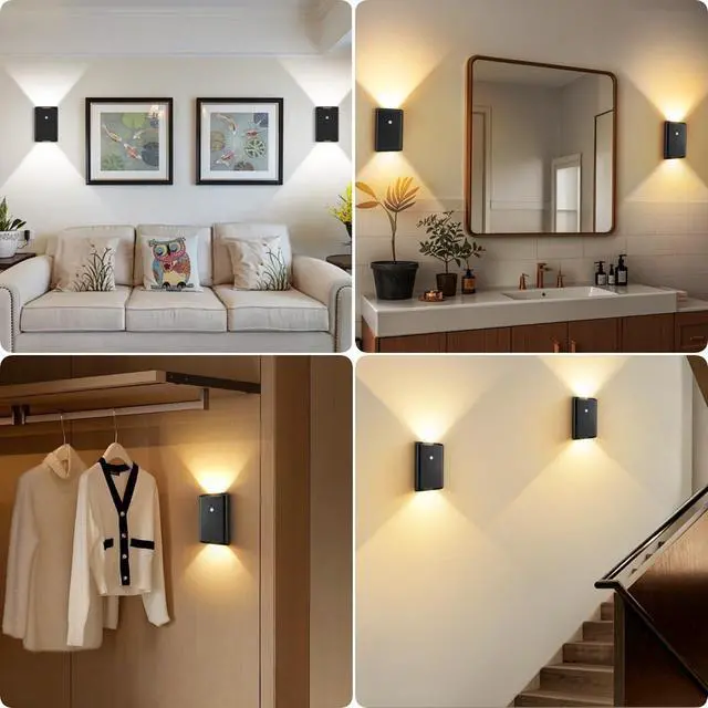 Alt view image 5 of 7 - Battery-Operated Motion Sensor Wall Light: 5000mAh Rechargeable Wall Sconce Set of 2 Motion Sensored Closet Light Magnetic Stair Lights Indoor Wireless Wall Sconces Night Light for Bedroom Hallway