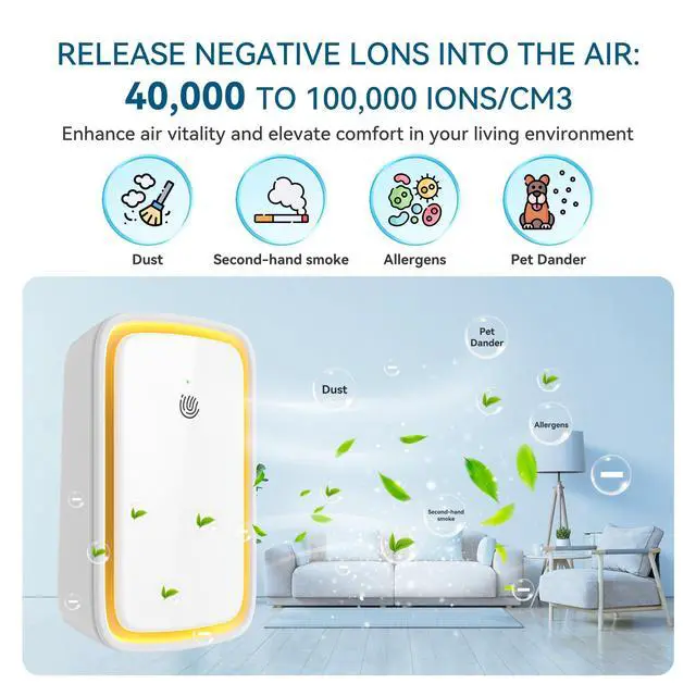 Alt view image 3 of 7 - Air Ionizers for Home, Plug In Negative Ion for Bedroom, Study, Office, Gym, Hotel, Kitchen, Mini Air CleanerPortable (4 Pack)