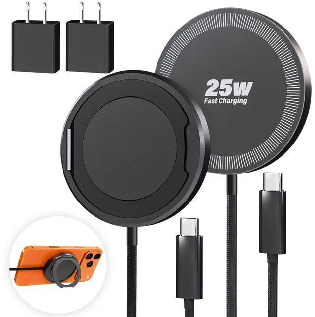 Main image of 2Pack Magnetic Wireless iPhone Charger Fast Phone Charger with Stand, 6FT 25W Fast Phone Charging Pad Wireless Magnetic Charge for iPhone 17/17Air/16 Pro Max/16 Plus/15 Pro Max/AirPods3/2/Pro Black
