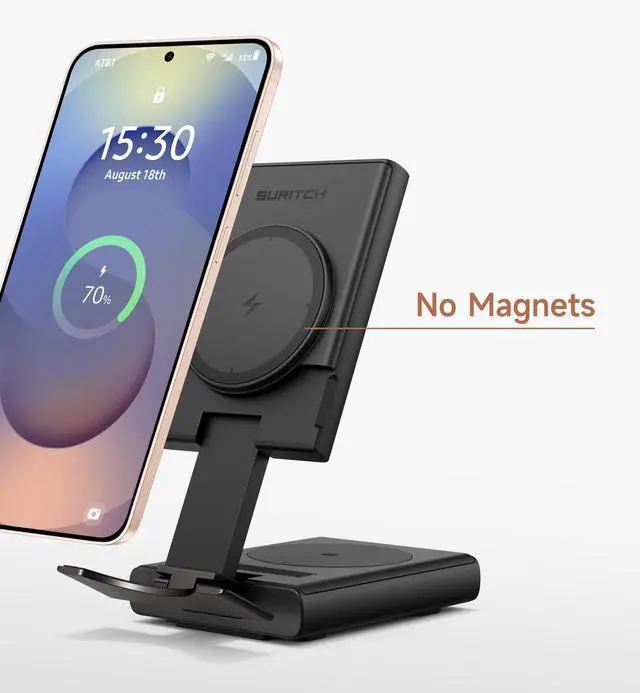Alt view image 3 of 7 - for Samsung 3-in-1 Wireless Charging Station, Ultra-Portable Charging Dock Stand for Galaxy S26/S25/S24/S23/S22/S21/Note/Z Fold Flip, Galaxy Watch 8/7/6/5/4/3/Buds, Black