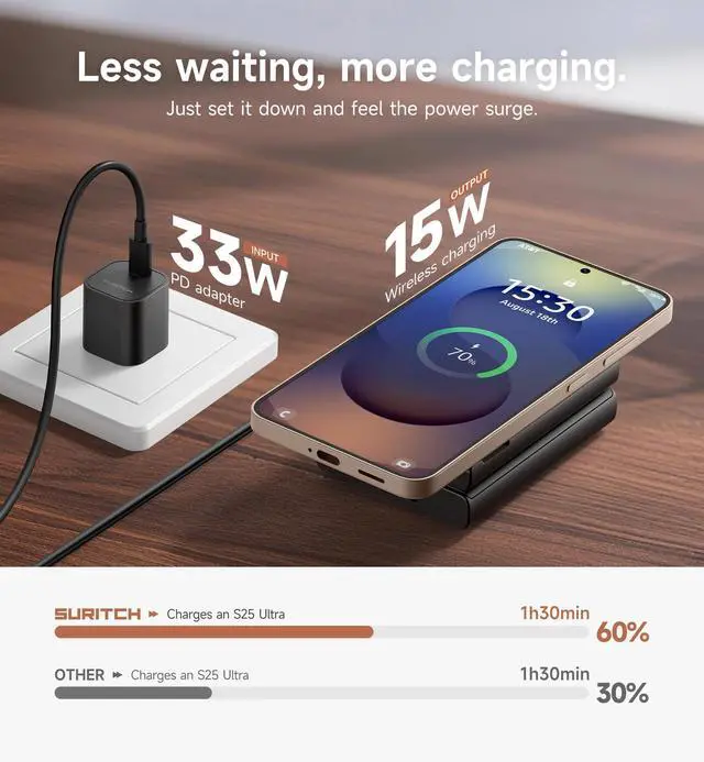 Alt view image 5 of 7 - for Samsung 3-in-1 Wireless Charging Station, Ultra-Portable Charging Dock Stand for Galaxy S26/S25/S24/S23/S22/S21/Note/Z Fold Flip, Galaxy Watch 8/7/6/5/4/3/Buds, Black
