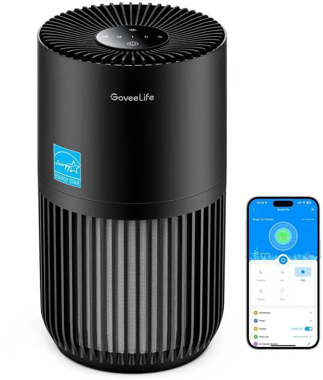 Main image of Mini Air Purifier for Bedroom, Smart Filter Air Purifier with App Alexa Control for Pet Hair, Odors, Pollen, Smoke, Portable Air Cleaner with 3 Speeds, 2 Modes, Timer, Aroma for Home