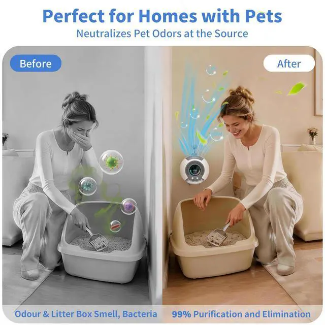 Alt view image 3 of 7 - Small Filterless Air Purifiers for Home, Water Ionic Pet Odor Eliminator Air Cleaner for Odors, Smell & Smoke, USB Powered Quiet Mini Portable Air Purifier for Bathroom/Bedroom/Travel, White