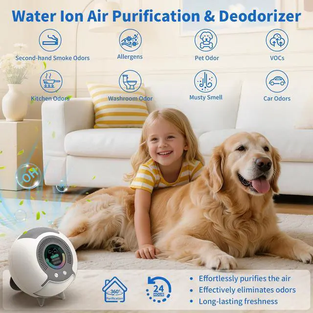 Alt view image 6 of 7 - Small Filterless Air Purifiers for Home, Water Ionic Pet Odor Eliminator Air Cleaner for Odors, Smell & Smoke, USB Powered Quiet Mini Portable Air Purifier for Bathroom/Bedroom/Travel, White