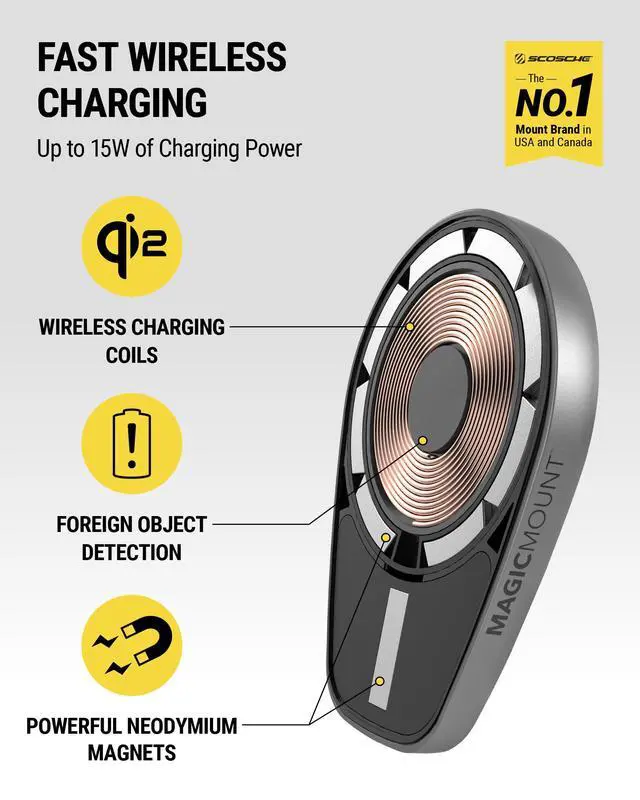 Alt view image 2 of 7 - MPQMWD Charge Pro Qi2 MagSafe Charger Car Mount, 15W Fast Magnetic Wireless Charging Suction Cup Phone Holder for Dashboard/Windshield Compatible with iPhone 16/15/14/13/12 Pro Max Plus, S25