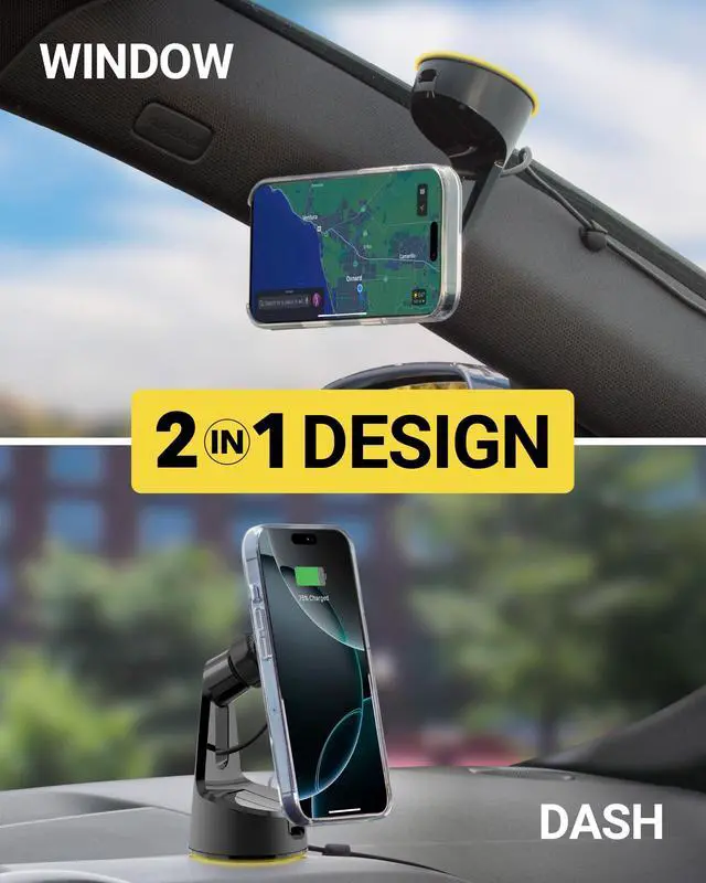 Alt view image 3 of 7 - MPQMWD Charge Pro Qi2 MagSafe Charger Car Mount, 15W Fast Magnetic Wireless Charging Suction Cup Phone Holder for Dashboard/Windshield Compatible with iPhone 16/15/14/13/12 Pro Max Plus, S25