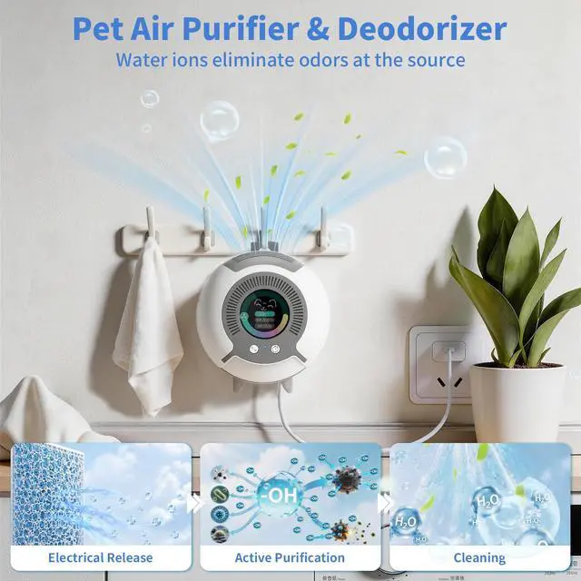 Alt view image 2 of 7 - Small Filterless Air Purifiers for Home, Water Ionic Pet Odor Eliminator Air Cleaner for Odors, Smell & Smoke, USB Powered Quiet Mini Portable Air Purifier for Bathroom/Bedroom/Travel, White