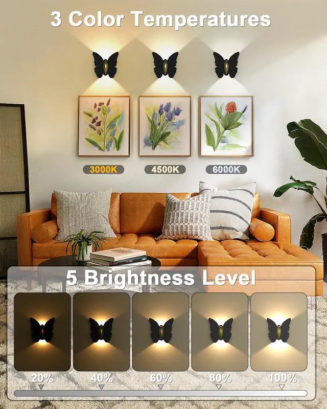 Alt view image 4 of 6 - Battery Operated Wall Sconce Set of 2: 5000mAh Rechargeable Motion Sensor Night Light Wireless Wall Sconces Magnetic Closet Lights Stair Light Indoor Up and Down Wall Lamp for Bedroom Hallway