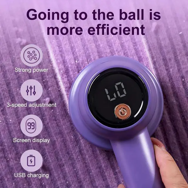 Alt view image 2 of 4 - Rechargeable Fabric Shaver with LED Display, 3-Speed Electric Lint Remover for Clothes and Furniture (White)-WDED