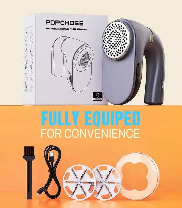 Alt view image 7 of 7 - Fabric Lint Shaver, 6-Leaf Blades & 2 Speed, 2000mAh Rechargeable