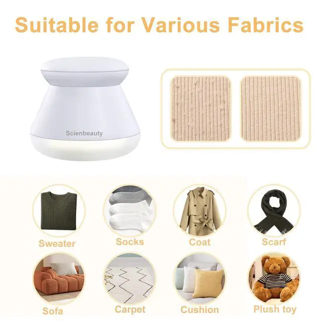 Alt view image 2 of 7 - Fabric Shaver Fuzz Remover Rechargeable, Electric Lint Remover with Light, Sweater Shaver with Stainless Steel 6-Blades, Dual Protection for Fuzz, Lint, Pills, Bobbles Removing