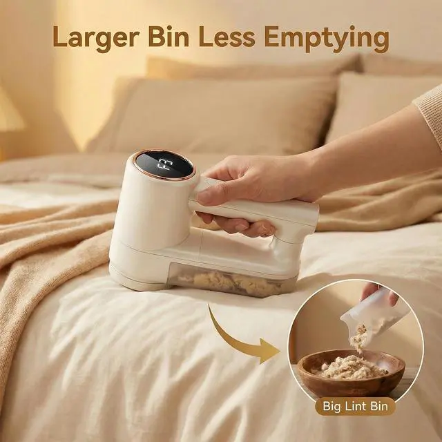 Alt view image 5 of 7 - Fabric Shaver, Lint Shaver with 3 Speeds, Type-C Fast Charging Lint Remover, 6 Blade, LED Display, Sweater Shaver with 2 Replacement Blades, Pilling Remover for Clothes, Couch, Blanket
