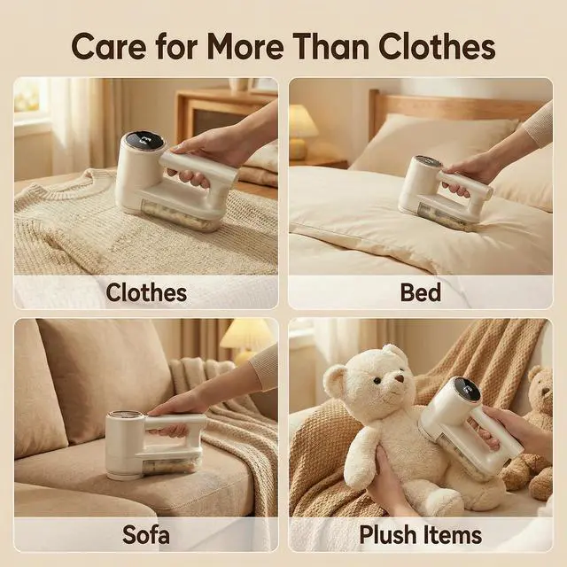 Alt view image 7 of 7 - Fabric Shaver, Lint Shaver with 3 Speeds, Type-C Fast Charging Lint Remover, 6 Blade, LED Display, Sweater Shaver with 2 Replacement Blades, Pilling Remover for Clothes, Couch, Blanket
