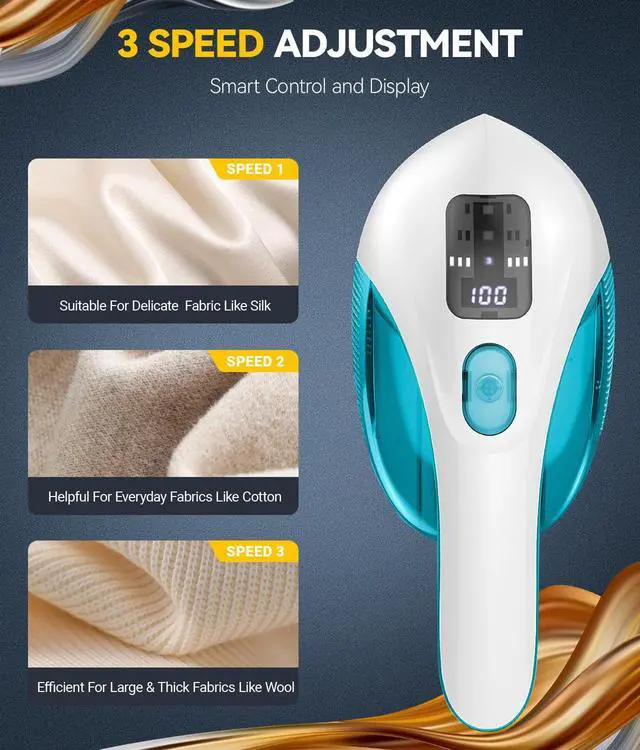 Alt view image 4 of 7 - Rechargeable Fabric Shaver and Lint Remover, 3-Speed Adjustable Sweater Shaver with 6-Leaf Replaceable Stainless Steel Blades, 2.6Inch Large Mesh, Removable Bin for Clothes Fuzz, Lint, Pills, Bobbles