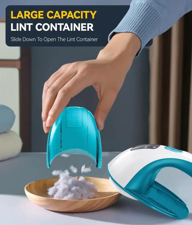 Alt view image 7 of 7 - Rechargeable Fabric Shaver and Lint Remover, 3-Speed Adjustable Sweater Shaver with 6-Leaf Replaceable Stainless Steel Blades, 2.6Inch Large Mesh, Removable Bin for Clothes Fuzz, Lint, Pills, Bobbles
