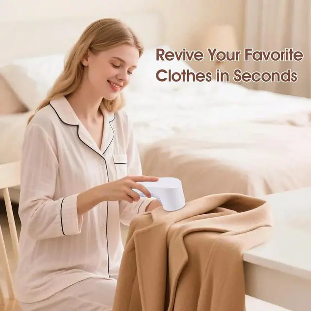 Alt view image 6 of 7 - Electric Fabric Shaver, Lint Remover for Clothes, Rechargeable Sweater Shaver to Remove Fuzz and Pill for Sweater, Delicates, Bedding and Couch (White)