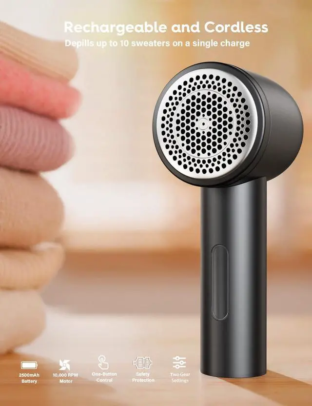 Alt view image 4 of 7 - Fabric Shaver, Electric Lint Remover Rechargeable, Lint Shaver, Sweater Shavers to Remove Pilling, Sweater Defuzzer, Depillers for Clothes, Furniture (Dark Grey)