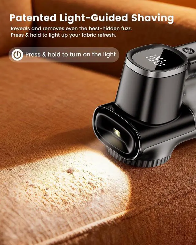 Alt view image 4 of 7 - Home Large Lint Remover Fabric Shaver - Rechargeable with LED Display, 3D 6-Blade, 180min Runtime, Large Transparent Bin, Zero Damage for Clothes/Sofa/Bedding
