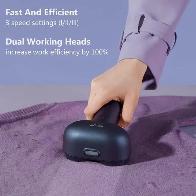 Alt view image 6 of 7 - Electric Professional Dual-Head Fabric Shaver and Lint Remover and Clothes Shavers with Green Light aided Identification, 3-Speeds (M5)