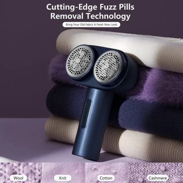 Alt view image 7 of 7 - Electric Professional Dual-Head Fabric Shaver and Lint Remover and Clothes Shavers with Green Light aided Identification, 3-Speeds (M5)