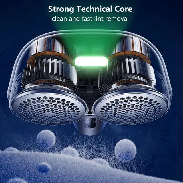 Alt view image 4 of 7 - Electric Professional Dual-Head Fabric Shaver and Lint Remover and Clothes Shavers with Green Light aided Identification, 3-Speeds (M5)