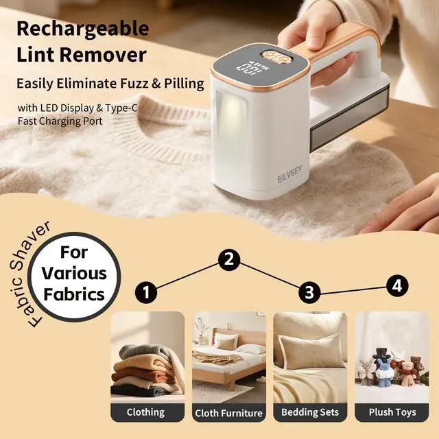 Alt view image 2 of 7 - Electric Fabric Shaver Lint Remover with Light & 3 Extra Blades
