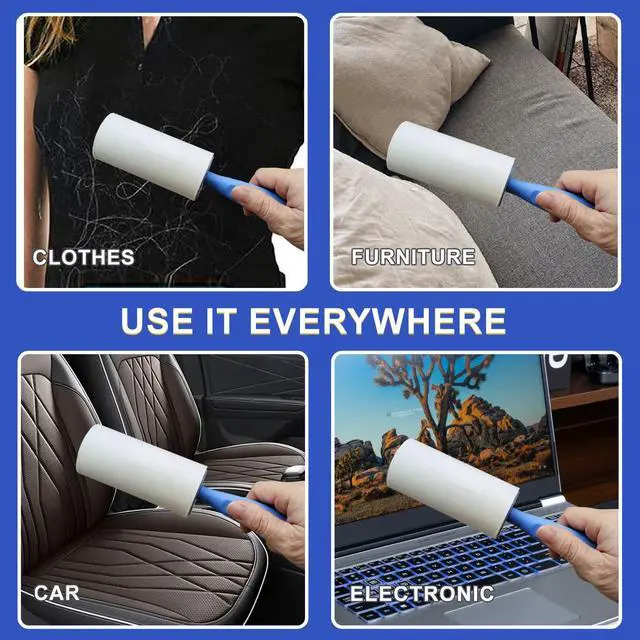 Alt view image 3 of 7 - Extra Sticky Lint Roller Mega Value Set 900 Sheets for Pet Hair Removal and Clothes, Dog and Cat Lint Remover, 10 Pack