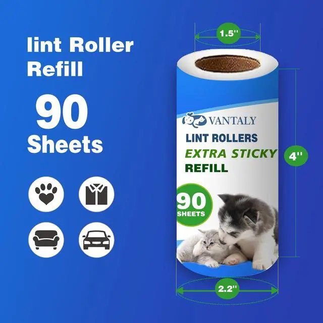 Alt view image 4 of 7 - Extra Sticky Lint Roller Mega Value Set 900 Sheets for Pet Hair Removal and Clothes, Dog and Cat Lint Remover, 10 Pack