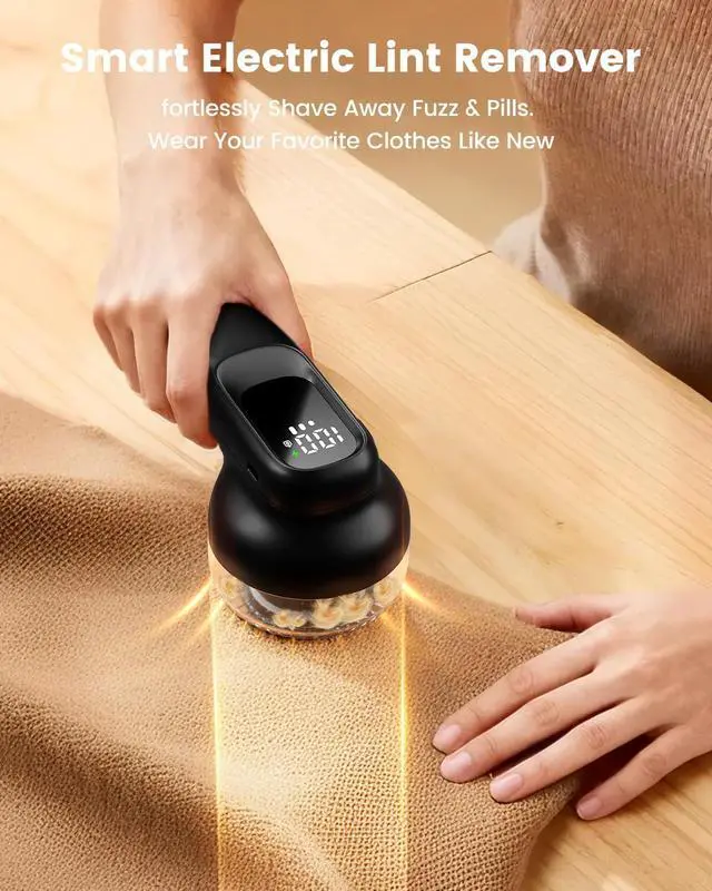 Alt view image 3 of 7 - Rechargeable Fabric Shaver, Lint Remover with 3D Floating Blades & Powerful Motor, Portable Sweater Shaver with Digital Display, 3 Speeds Electric Lint Shaver for Clothes, Sweaters, Furniture